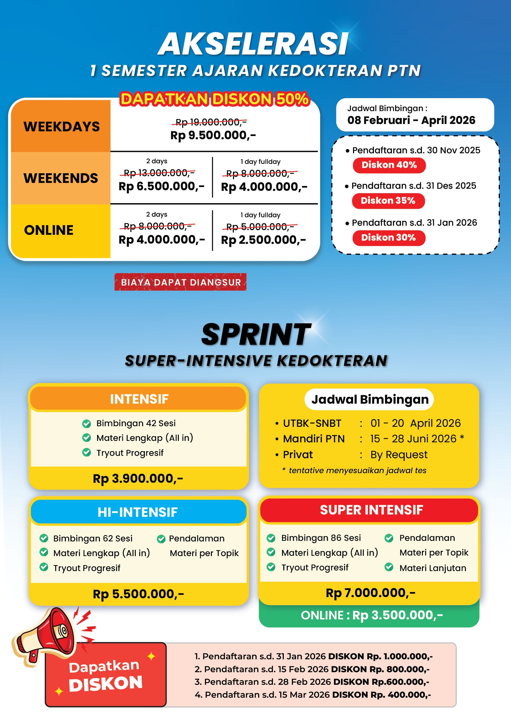 Bimbel Kedinasan 2026 - Akselerasi & SPRINT 