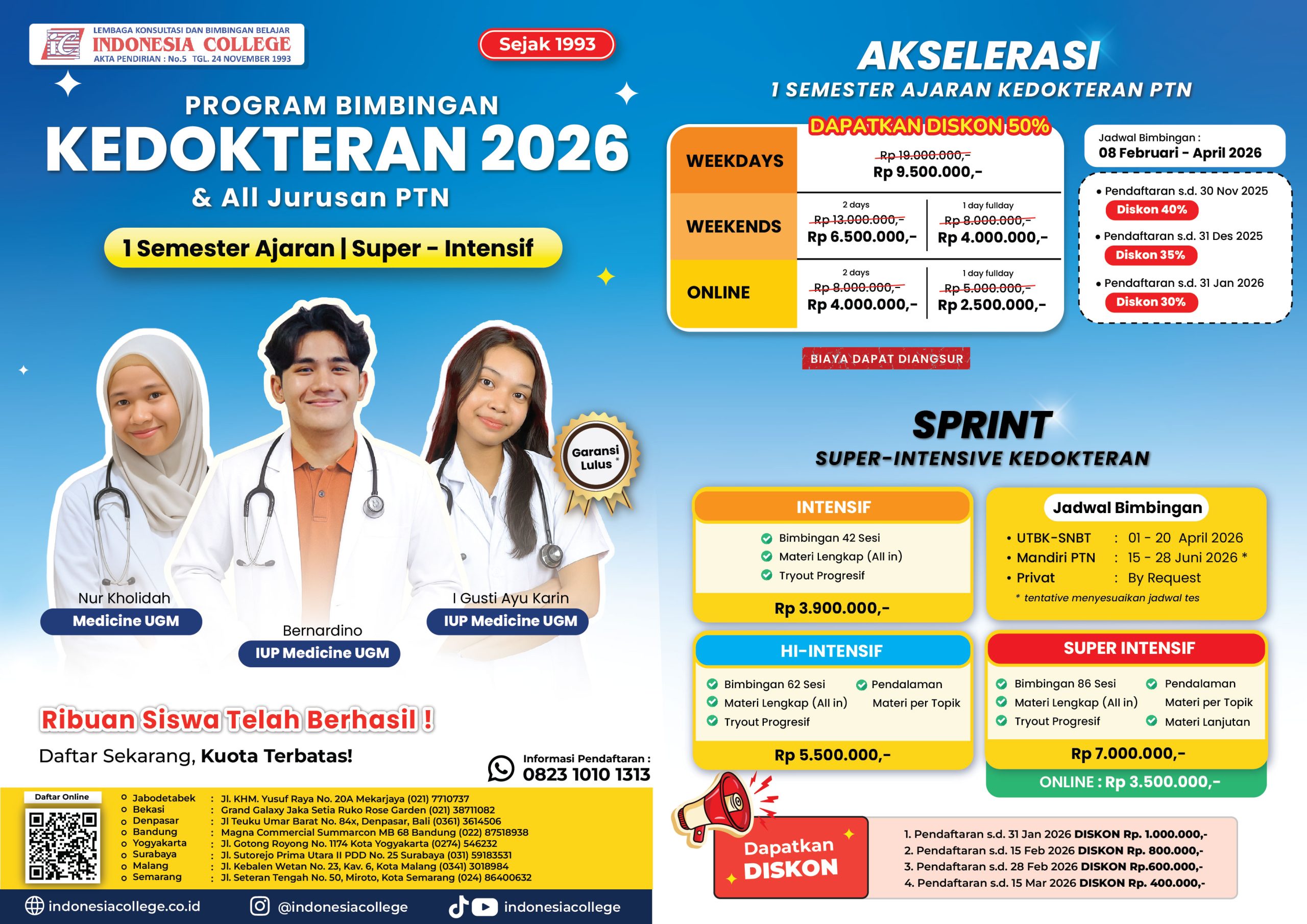 Bimbel Kedokteran 2026 - Akselerasi & SPRINT by Indonesia College